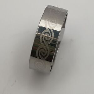 Unisex Alloy Silver Engraved Band Ring U.S Size 10